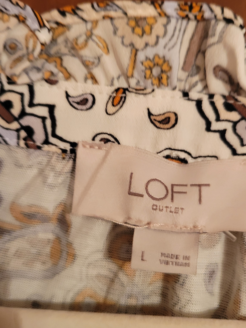 LOFT White Paisley Print Long Sleeve Blouse - Picture 3 of 6